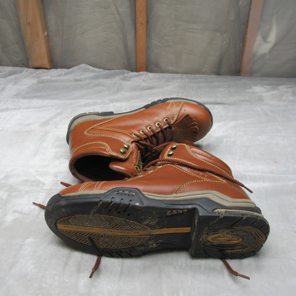 Roper Mens 11 Boots Brown Leather Rain Rugged Work Lace‎ Up Horseshoe Calf Hike - Picture 7 of 15